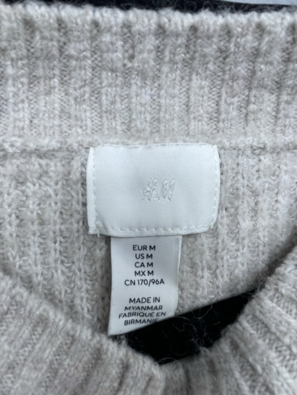 H&M Rib-knit Sweater Ribbed Crewneck Medium Beige - Picture 4 of 9